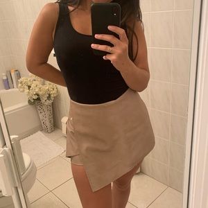 Nude/Pink Faux Leather Envelope Skort